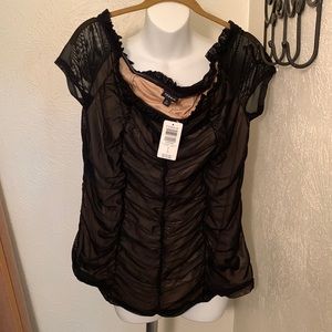 Sheer off the shoulder cap sleeves